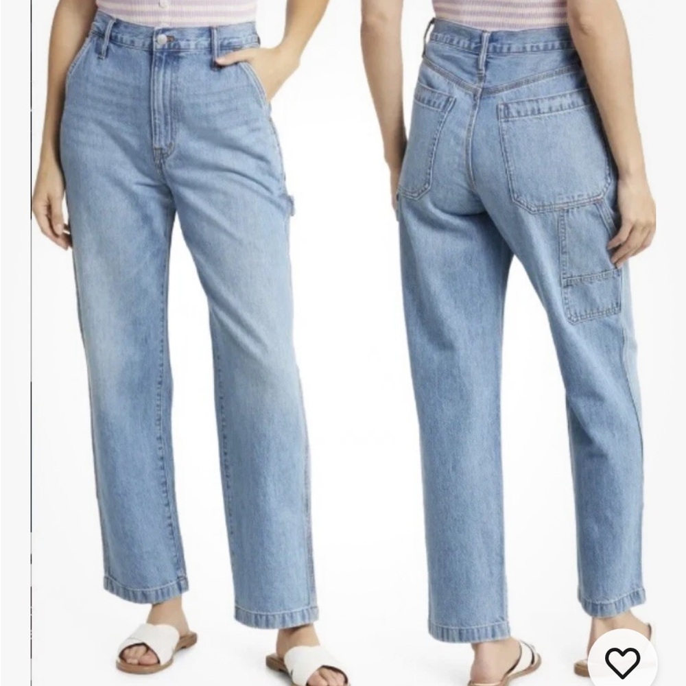 Madewell The Perfect Vintage Med Light Wash Straight Utility Carpenter Jeans 25